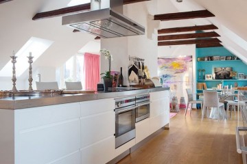 多彩精致歐式60平米復式loft廚房櫥柜裝修效果圖