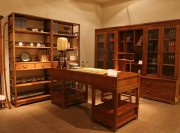 中式典雅復古60平米一居室書房背景墻裝修效果圖