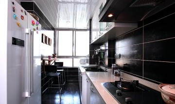 質樸混搭中式風格90平米二居室廚房櫥柜裝修效果圖