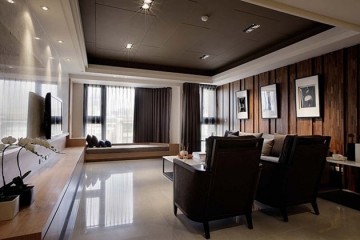 現代獨特中式風格120平米三居室客廳吊頂裝修效果圖