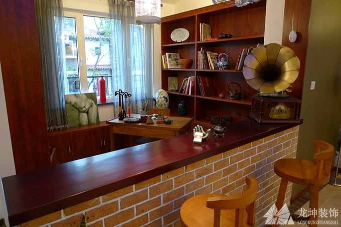 質樸雅致中式風格90平米復式餐廳吧臺裝修效果圖